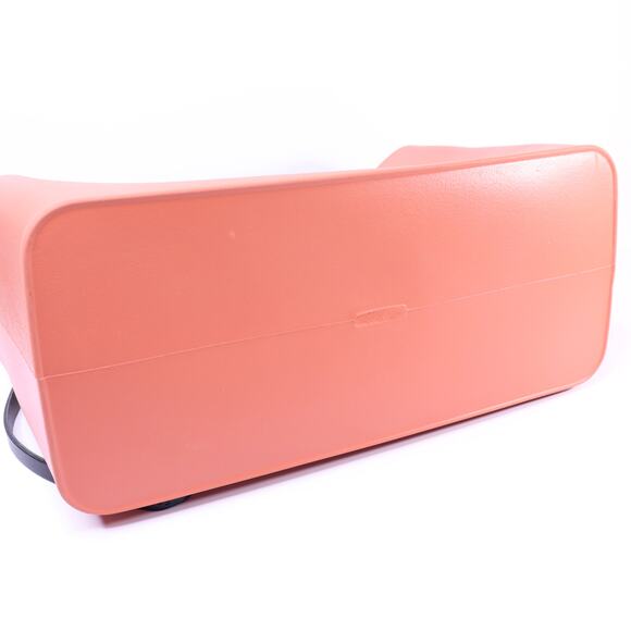 O BAG Classic Tote Bag Coral with Sage Canvas Insert Brown Shoulder Straps - Picture 5 of 9